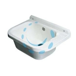 LAVABO A PARETE IN RESINA BIANCO CON SIFONE - cm.50x35x24