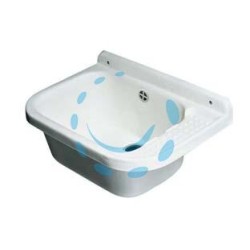 LAVABO A PARETE IN RESINA BIANCO CON SIFONE - cm.50x35x24