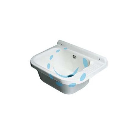 LAVABO A PARETE IN RESINA BIANCO CON SIFONE - cm.50x35x24