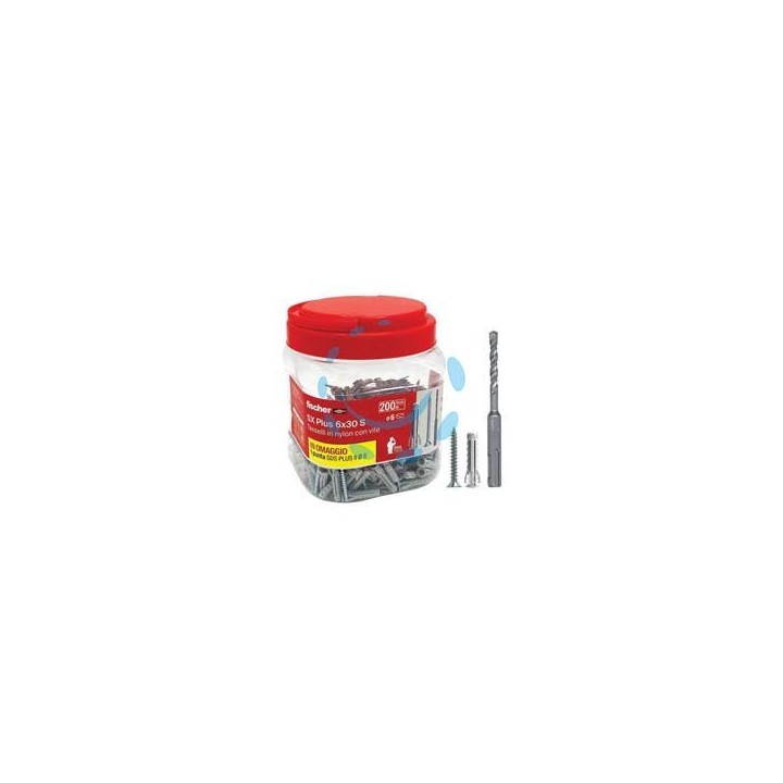 TASSELLO IN NYLON CON VITE PROMOPACK "SX 6 S" - ø mm.6x30 vite mm.4,5x40 conf.pz.150+50 omaggio 