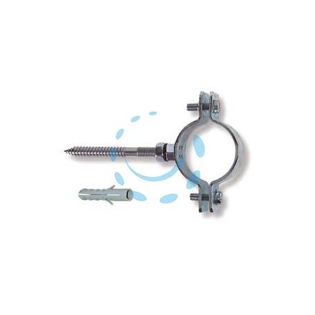 COLLARE PER TUBO IN ACCIAIO ZINCATO PER TUBI - 1"1/2 p/tubi ø mm.47/51 tassello ø mm.10