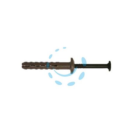 TASSELLO PREMONTATO IN NYLON BORDO PIATTO CON VITE ZINCATA NERA TBB - ø mm.6x40 vite ø mm.3,8x45 spess.fissaggio mm.10