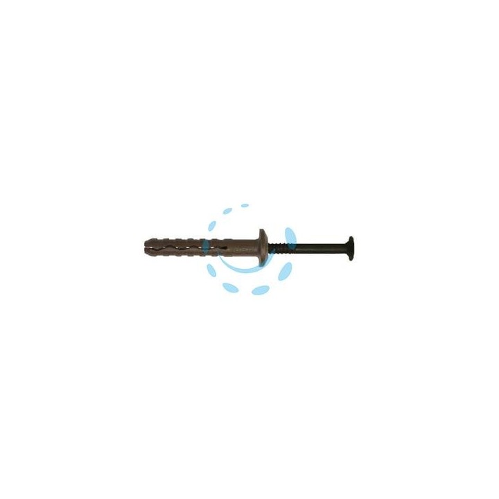 TASSELLO PREMONTATO IN NYLON BORDO PIATTO CON VITE ZINCATA NERA TBB - ø mm.6x40 vite ø mm.3,8x45 spess.fissaggio mm.10