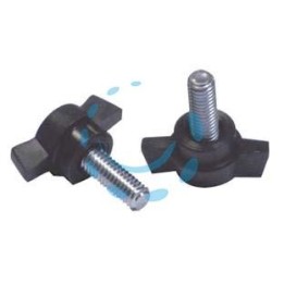 VOLANTINO A FARFALLA A 2 ALETTE CON PERNO FILETTATO IN ABS NERO - M6
