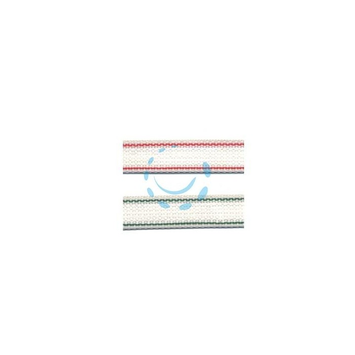 CINTINO NYLON RIGATO ROSSO E VERDE PER AVVOLGIBILI - mt.50x mm.22h. in rotolo gr.23 per metro