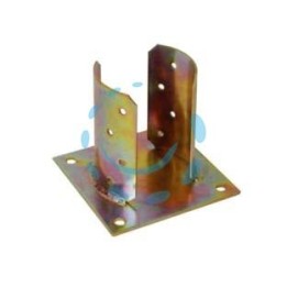 SUPPORTO A PAVIMENTO CON PIASTRA PER PALO TONDO - base mm.150x150 per trave ø mm.80x130h.