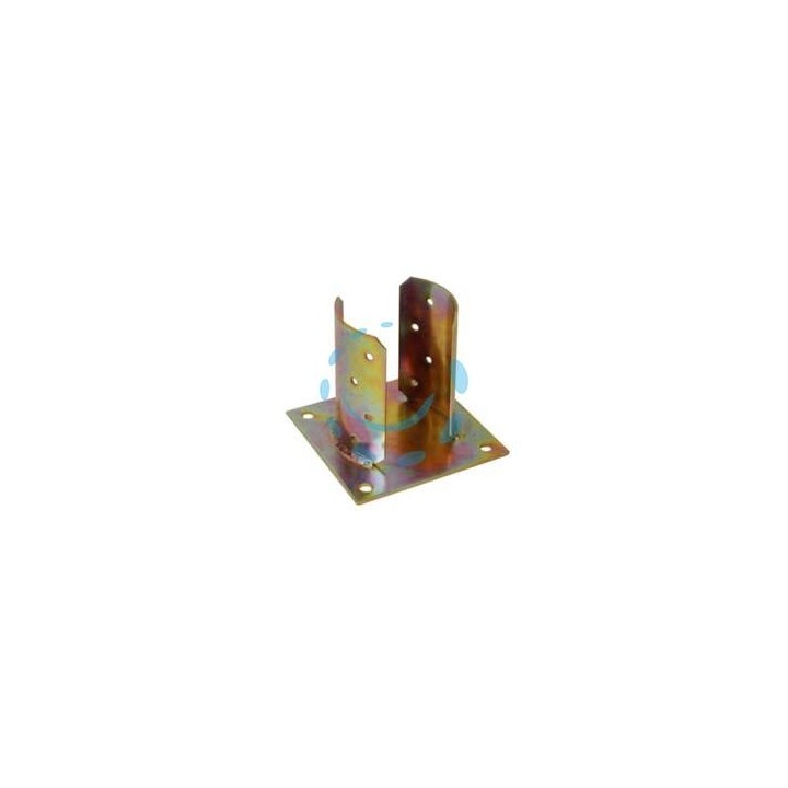 SUPPORTO A PAVIMENTO CON PIASTRA PER PALO TONDO - base mm.150x150 per trave ø mm.80x130h.