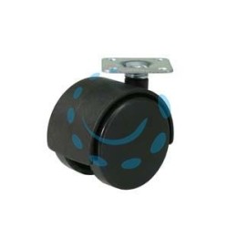 RUOTE DOPPIE IN NYLON CON PIASTRA - ø mm.40 piastra mm.38x38