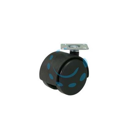 RUOTE DOPPIE IN NYLON CON PIASTRA - ø mm.50 piastra mm.38x38