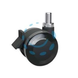 RUOTE ANTITRACCIA IN POLIURETANO CON PERNO GIREVOLE E FRENO "172BISB" - ø mm.50 perno ø mm.10x15 mm.58h port.kg.45