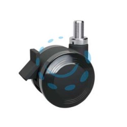 RUOTE ANTITRACCIA IN POLIURETANO CON PERNO GIREVOLE E FRENO "172BISB" - ø mm.50 perno ø mm.10x15 mm.58h port.kg.45