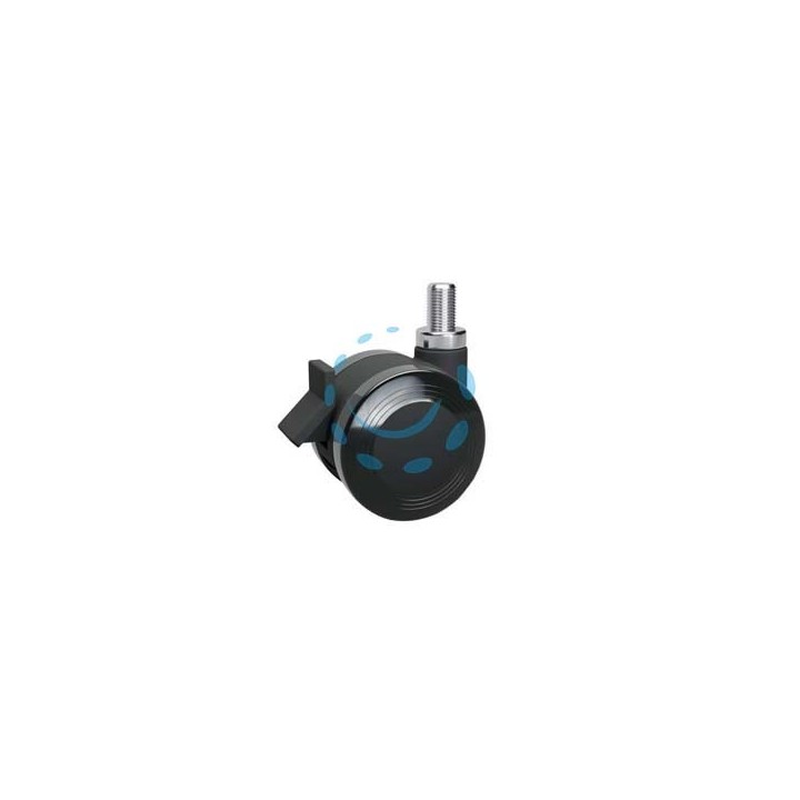 RUOTE ANTITRACCIA IN POLIURETANO CON PERNO GIREVOLE E FRENO "172BISB" - ø mm.50 perno ø mm.10x15 mm.58h port.kg.45