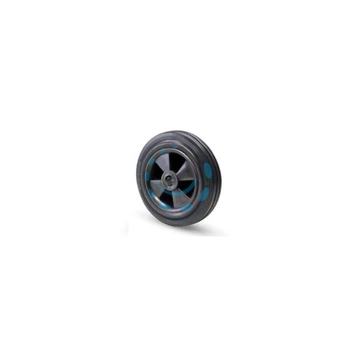 RUOTE INDUSTRIALI SEMPLICI FLANGIA TERMOPLASTICA IN GOMMA "112B" - ø mm.100x30 - foro ø mm.12 port. Kg.70