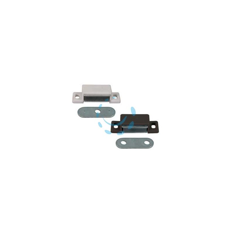 CRICCHETTO MAGNETICO PICCOLO - mm.48x18x13h., 2 fori, in plastica bianco