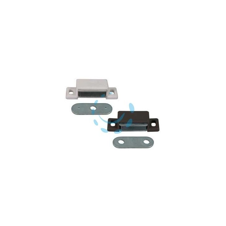 CRICCHETTO MAGNETICO PICCOLO - mm.48x18x13h., 2 fori, in plastica bianco