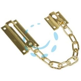 FERMAPORTE CON CATENA DI SICUREZZA IN ACCIAIO OTTONATO - mm.150