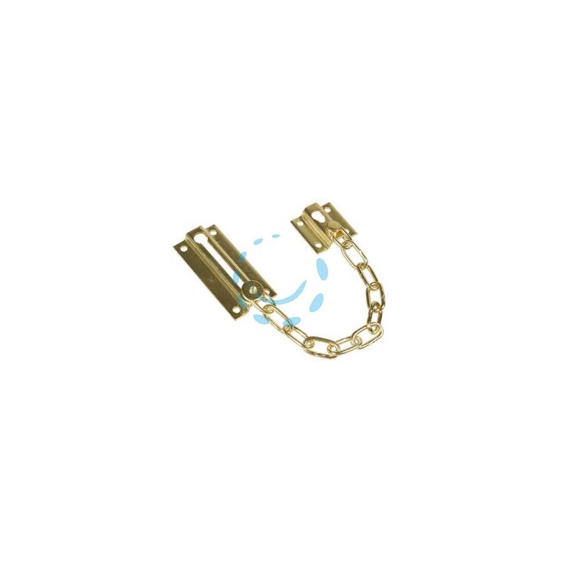 FERMAPORTE CON CATENA DI SICUREZZA IN ACCIAIO OTTONATO - mm.150