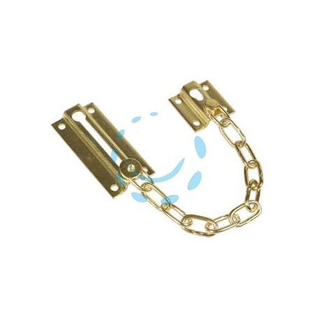FERMAPORTE CON CATENA DI SICUREZZA IN ACCIAIO OTTONATO - mm.150