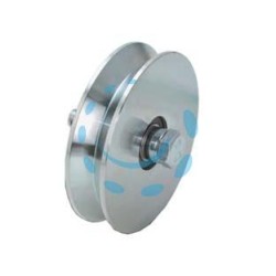 RUOTA CANCELLI GOLA V CON 2 CUSCINETTI A SFERA ART.407 - ø mm.120x28 - portata Kg.430 - gola V 92° 