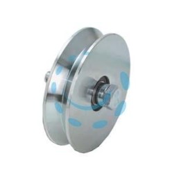 RUOTA CANCELLI GOLA V CON 2 CUSCINETTI A SFERA ART.407 - ø mm.140x32 - portata Kg.550 - gola V 92° 