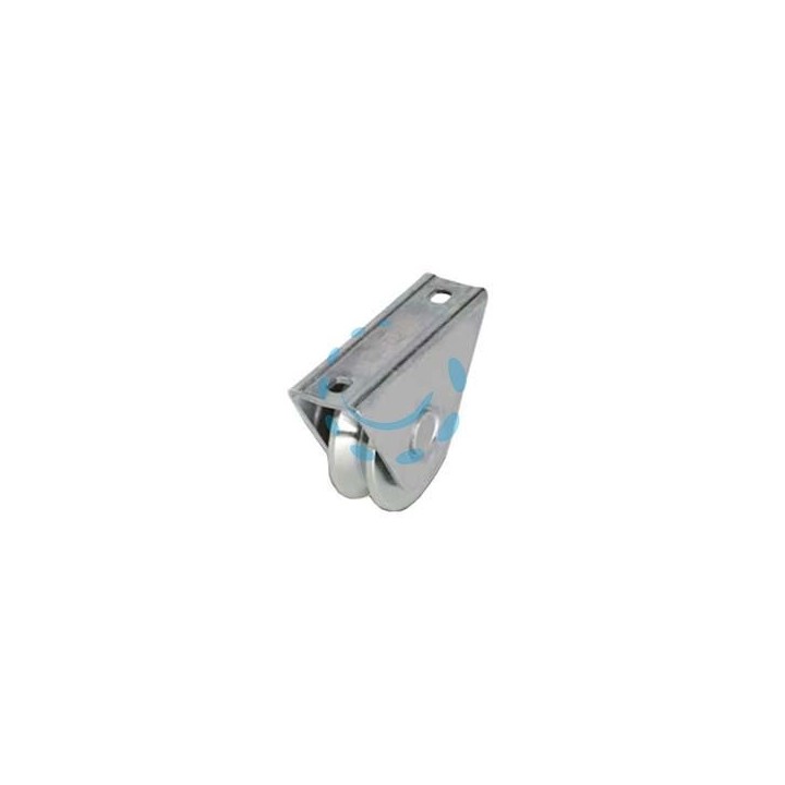 RUOTA CANCELLI GOLA V CON SUPPORTO A CAVALLOTTO ART.412 - mm.100x24 - portata Kg.230 - gola V 92° 