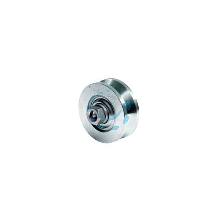 RUOTA CANCELLI GOLA V CON INGRASSATORE DUE CUSCINETTI ART.323 - mm.120x44