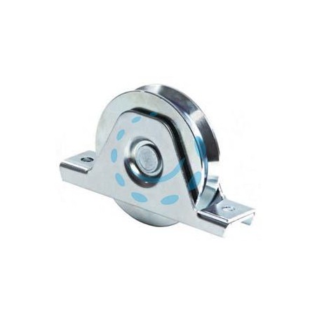 RUOTA CANCELLI GOLA V SUPPORTO INFERIORE ART.335 - ø mm.100 supporto mm.155