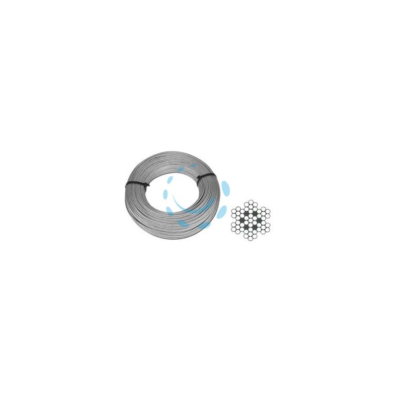 FUNE METALLICA IN ACCIAIO INOX AISI 316 49 FILI - ø mm.6 rotoli da mt.10