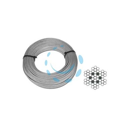 FUNE METALLICA IN ACCIAIO INOX AISI 316 49 FILI - ø mm.6 rotoli da mt.10