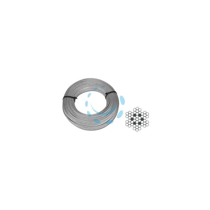 FUNE METALLICA IN ACCIAIO INOX AISI 316 49 FILI - ø mm.6 rotoli da mt.10