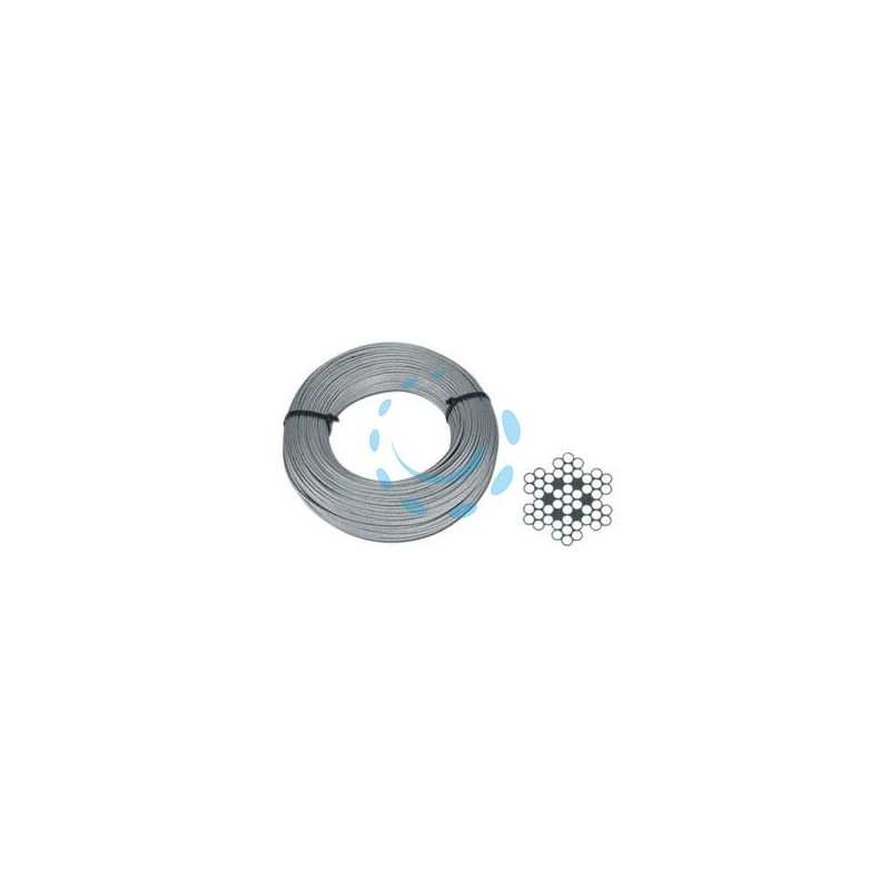 FUNE METALLICA IN ACCIAIO INOX AISI 316 49 FILI - ø mm.6,0xmt.50
