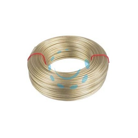 CAVETTO ACCIAIO OTTONATO RIVESTITO IN PVC TRASPARENTE - ø mm.4 in rotoli da mt.100
