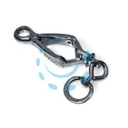 MOSCHETTONI PER GUINZAGLI A PINZA IN ACCIAIO NICHELATO - mm.60 con asola da mm.12
