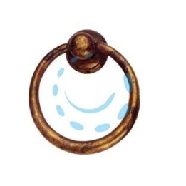 MANIGLIE PER MOBILI AD ANELLO SNODATE MOD.09202 IN OTTONE ANTICATO - mm.33x39h.