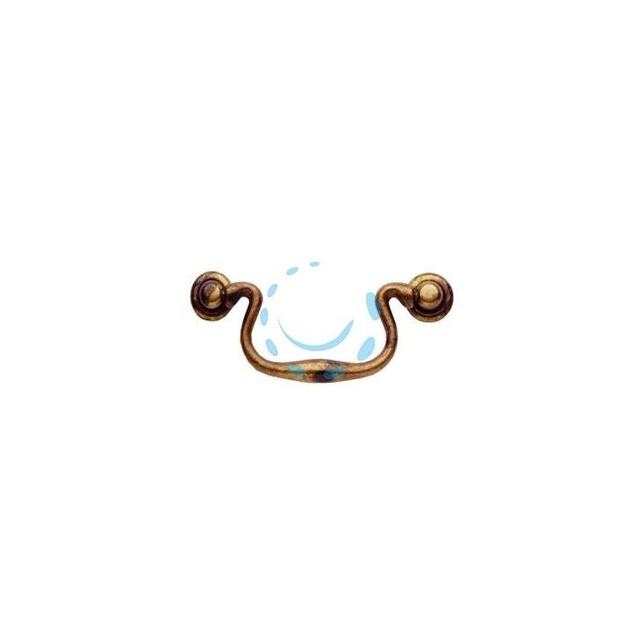 MANIGLIE PER MOBILI SNODATE MOD.03019 IN OTTONE ANTICATO - mm.86x40h. - interfori mm.64