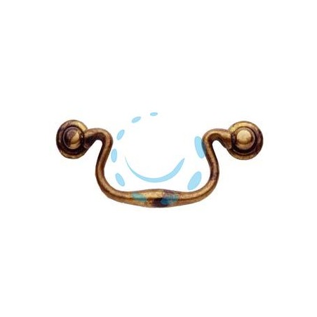 MANIGLIE PER MOBILI SNODATE MOD.03019 IN OTTONE ANTICATO - mm.115x49h. - interfori mm.96