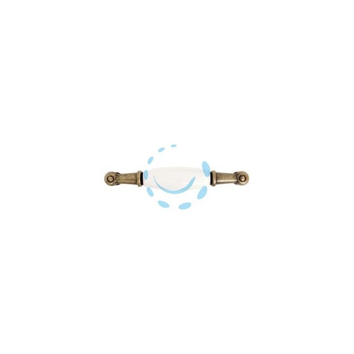 MANIGLIA PER MOBILI IN PORCELLANA MOD.M30.00 BIANCA - mm.107x18h. - interfori mm.96