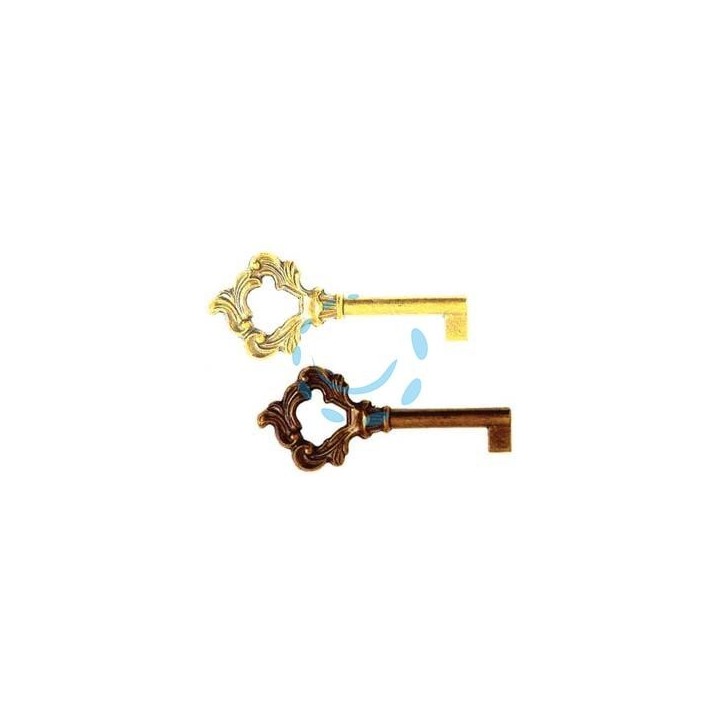 CHIAVI PER MOBILI BAROCCO IN ZAMA - mm.74 lunghezza gambo mm.35 - bronzo sfumato
