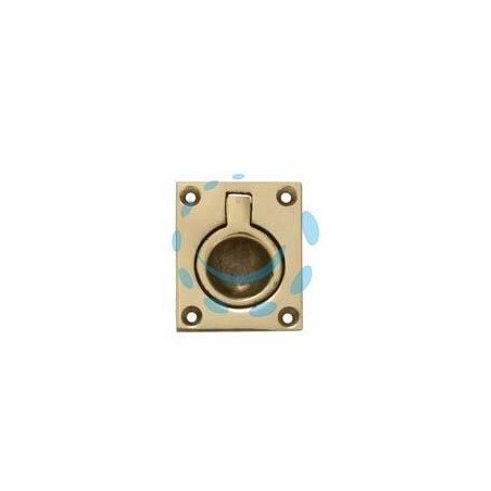 MANIGLIE PER MOBILI QUADRE TIPO MARINA A INCASSO CON ANELLO IN OTTONE - mm.40x55x15