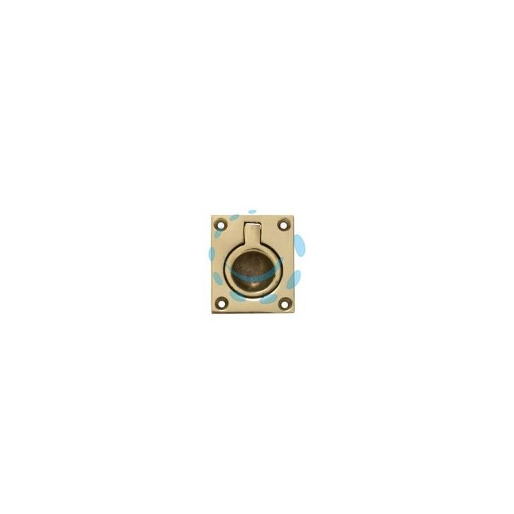 MANIGLIE PER MOBILI QUADRE TIPO MARINA A INCASSO CON ANELLO IN OTTONE - mm.40x55x15