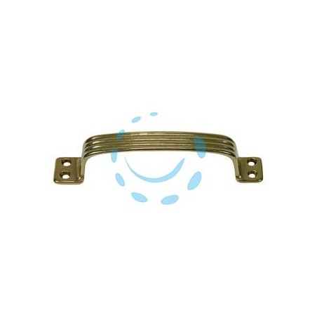 MANIGLIA RIGATA IN OTTONE LUCIDO - mm.140x25h. - interfori mm.130