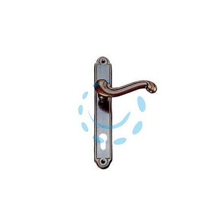 MANIGLIA BAROCCO CON PLACCA IN OTTONE FORO YALE - mm.90