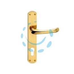 MANIGLIA RIO CON PLACCA IN OTTONE - mm.90 foro yale