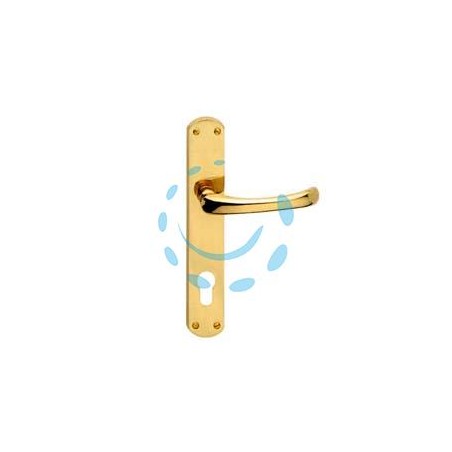 MANIGLIA RIO CON PLACCA IN OTTONE - mm.90 foro yale