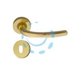 MANIGLIA TORINO CON ROSETTA IN ZAMA FINITURA OTTONE LUCIDO COPPIA 