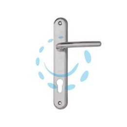 MANIGLIA TORINO CON PLACCA FORO YALE IN ZAMA FINIT. OTT. CR. SATINATO - mm.90 foro yale