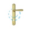 MANIGLIA GOCCIA CON PLACCA IN ZAMA FINITURA OTTONE LUCIDO - mm.70 foro normale