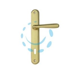 MANIGLIA GOCCIA CON PLACCA IN ZAMA FINITURA OTTONE LUCIDO - mm.90 foro normale
