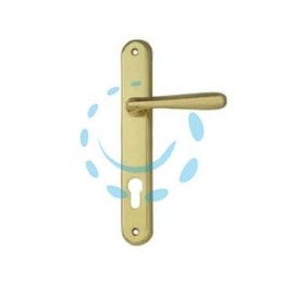 MANIGLIA KAROL CON PLACCA FORO YALE IN ZAMA FINITURA OTTONE LUCIDO - mm.90 foro yale