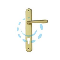 MANIGLIA KAROL CON PLACCA FORO YALE IN ZAMA FINITURA OTTONE LUCIDO - mm.90 foro yale